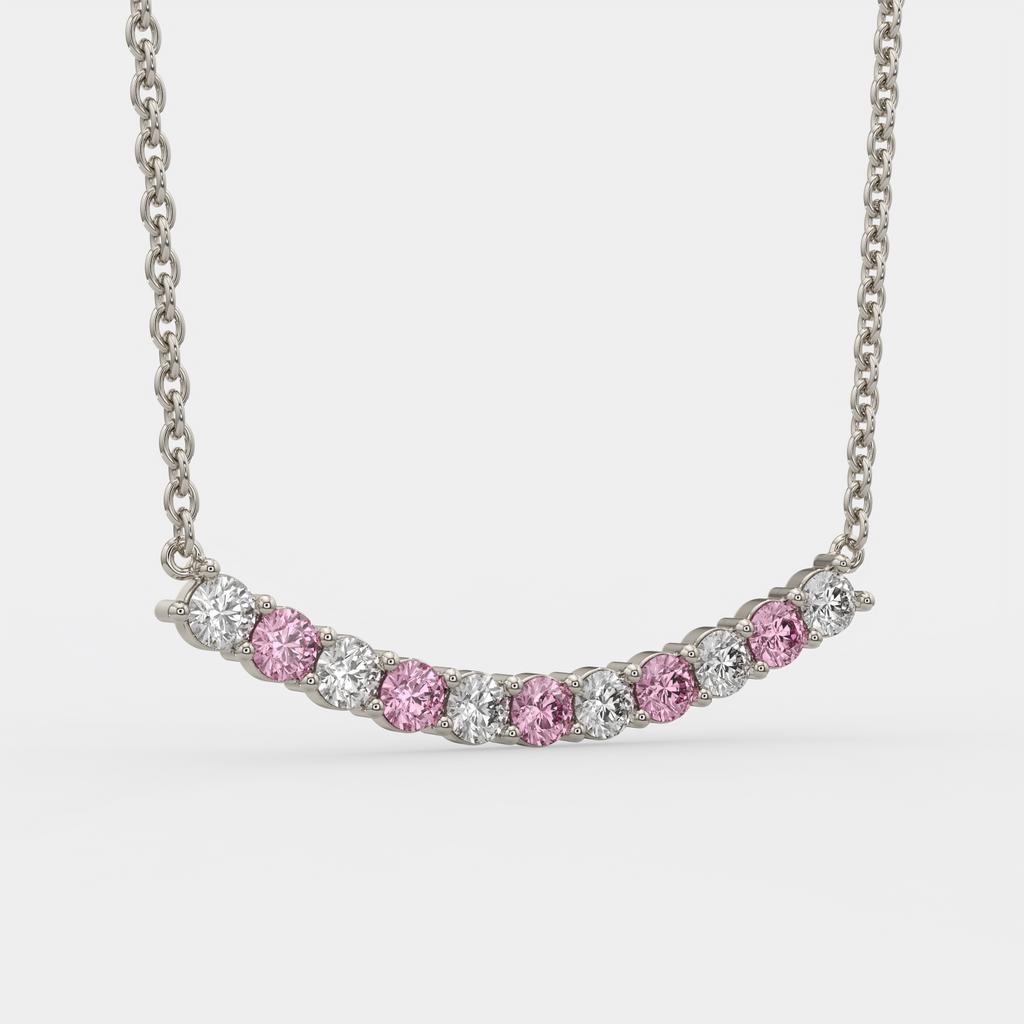 2.50 Ct Fancy Pink and White Lab Grown Diamond Alternating Pendant, in white gold, front view