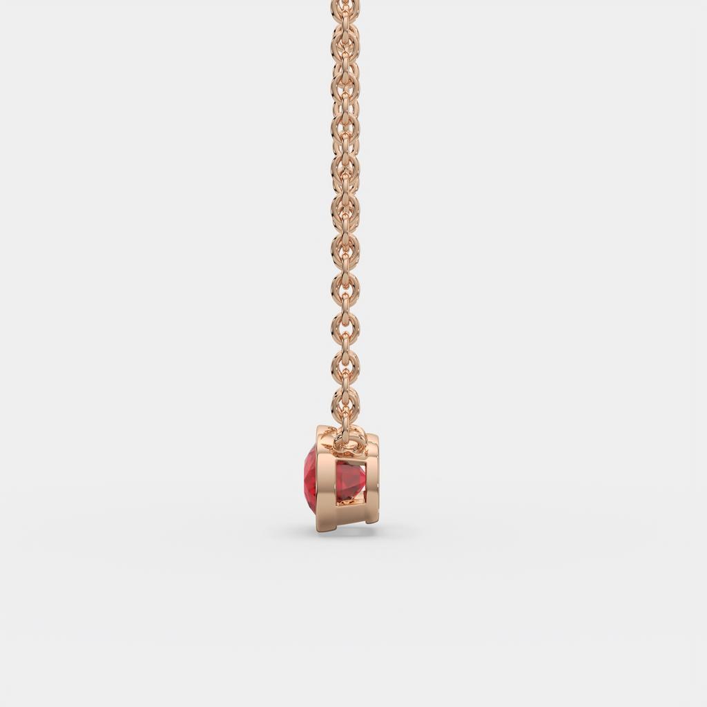 3.00 Ct Cushion Red Ruby East West Pendant, in rose gold, side profile