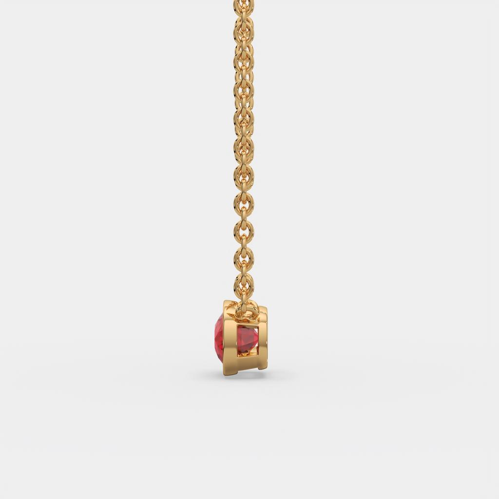 3.00 Ct Cushion Red Ruby East West Pendant, in yellow gold, side profile