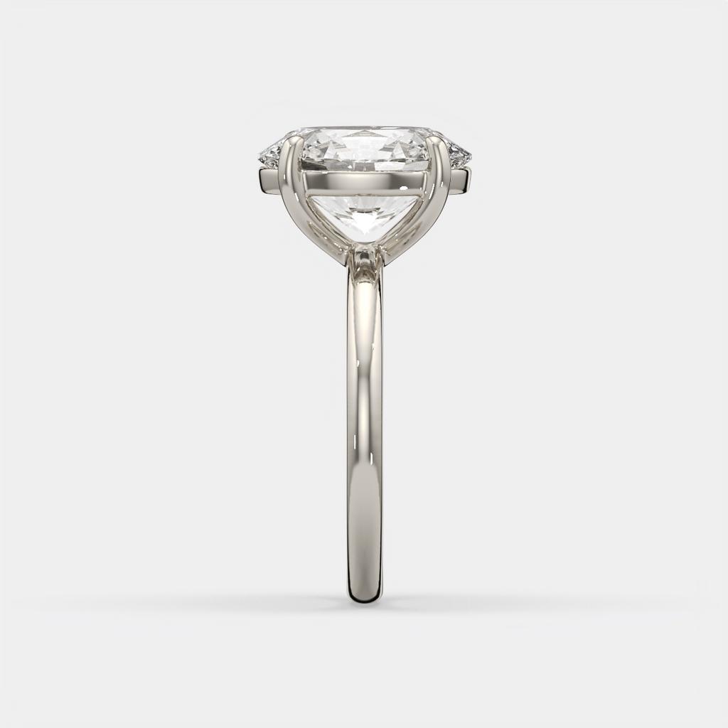 3.00 Ct D VS1 Oval Solitaire Lab Grown Diamond Ring, in white gold, side profile