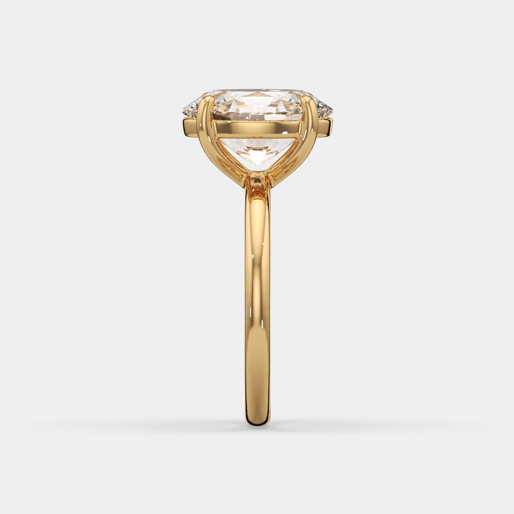 3.00 Ct D VS1 Oval Solitaire Lab Grown Diamond Ring, in yellow gold, side profile