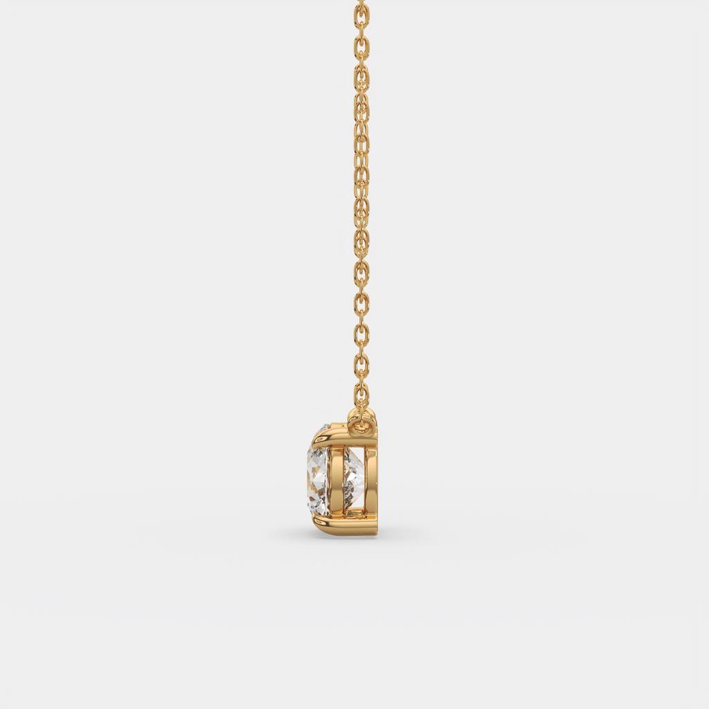 3.00 Ct D VS1 Round Brilliant Solitaire Diamond Pendant, in yellow gold, side profile