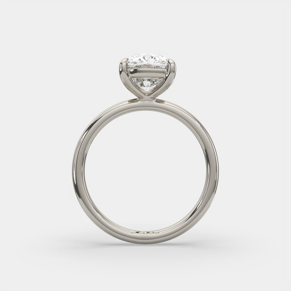 3.00 Ct E VS1 Elongated Cushion Solitaire Diamond Ring, in white gold, front view