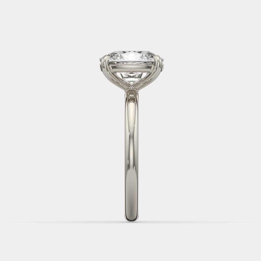 3.00 Ct E VS1 Elongated Cushion Solitaire Diamond Ring, in white gold, front view