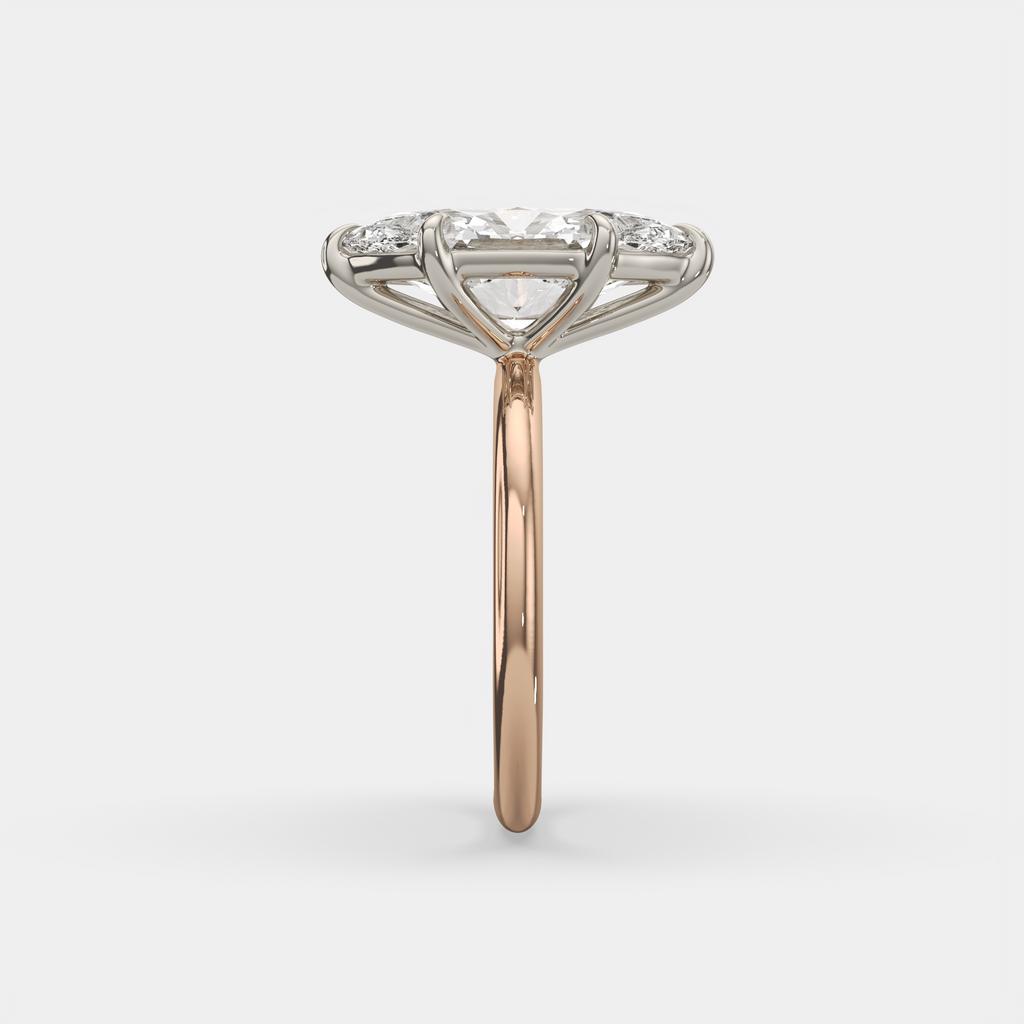 3.00 Ct E VS1 Marquise Lab Grown Diamond Solitaire Ring, in rose gold, side profile