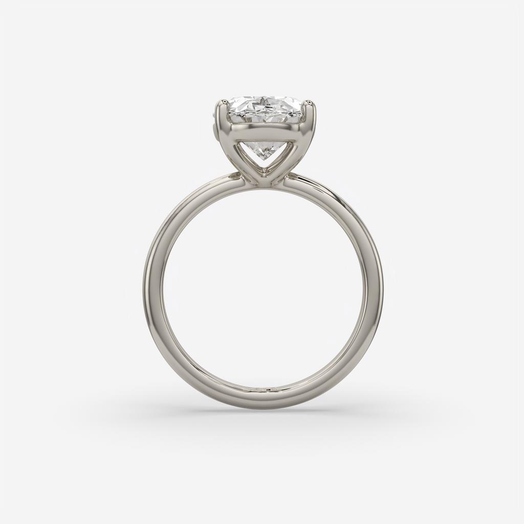 3.00 Ct E VS1 Oval Lab Grown Diamond Solitaire Ring, in white gold, side profile