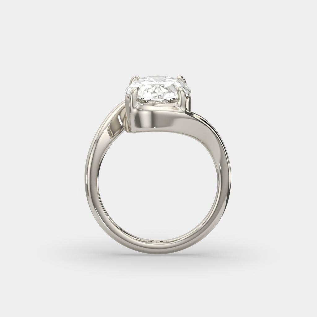 3.00 Ct E VS1 Oval Lab Grown Diamond Solitaire Ring, in white gold, side profile