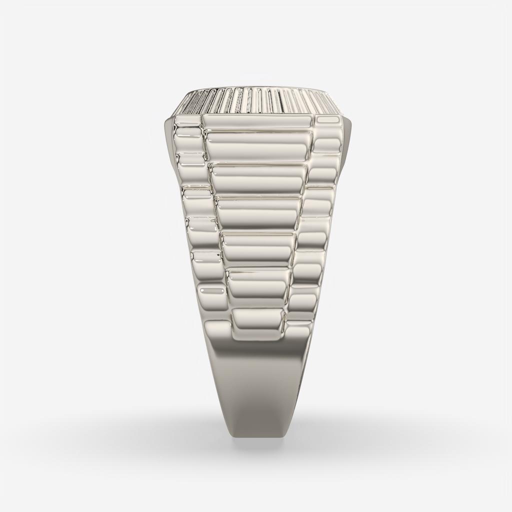 3.00 Ct E VS1 Radiant Cut Lab Grown Diamond Men's Ring, in white gold, side profile