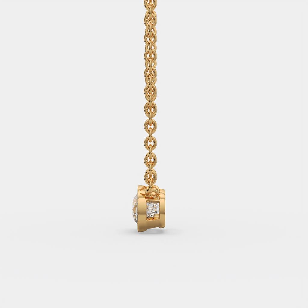 3.00 Ct F VS1 Cushion East West Lab Grown Diamond Pendant, in yellow gold, side profile