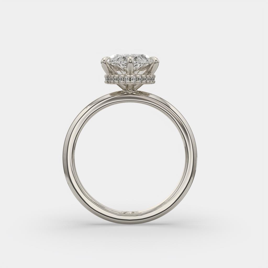 3.18 Ct E VS1 Marquise Halo Lab Grown Diamond Ring, in white gold, side profile