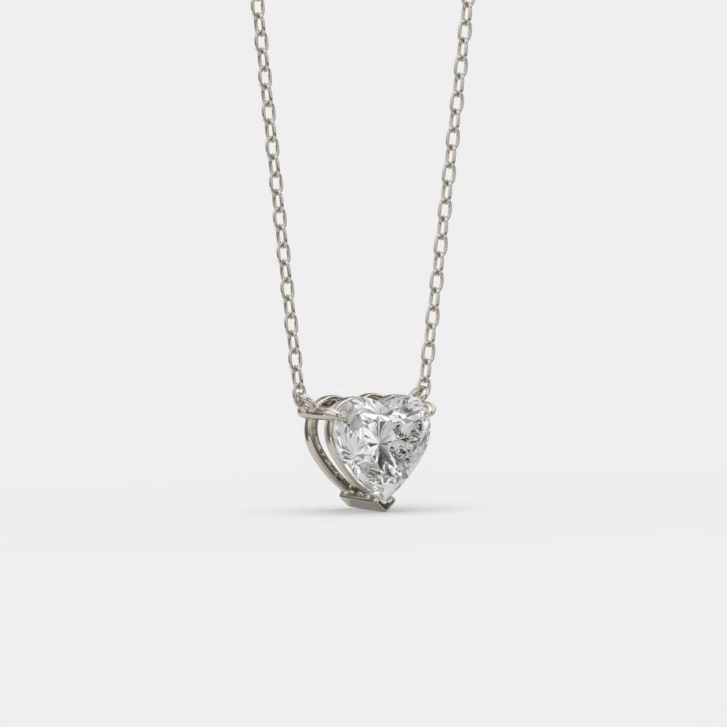 4.00 Ct E VS1 Heart Shape Lab Grown Diamond Pendant, in white gold, front view