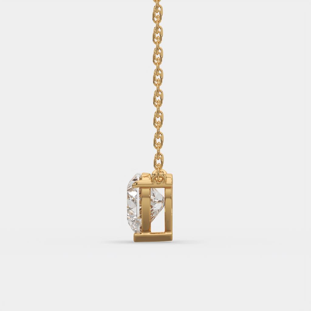 4.00 Ct E VS1 Heart Shape Lab Grown Diamond Pendant, in yellow gold, front view