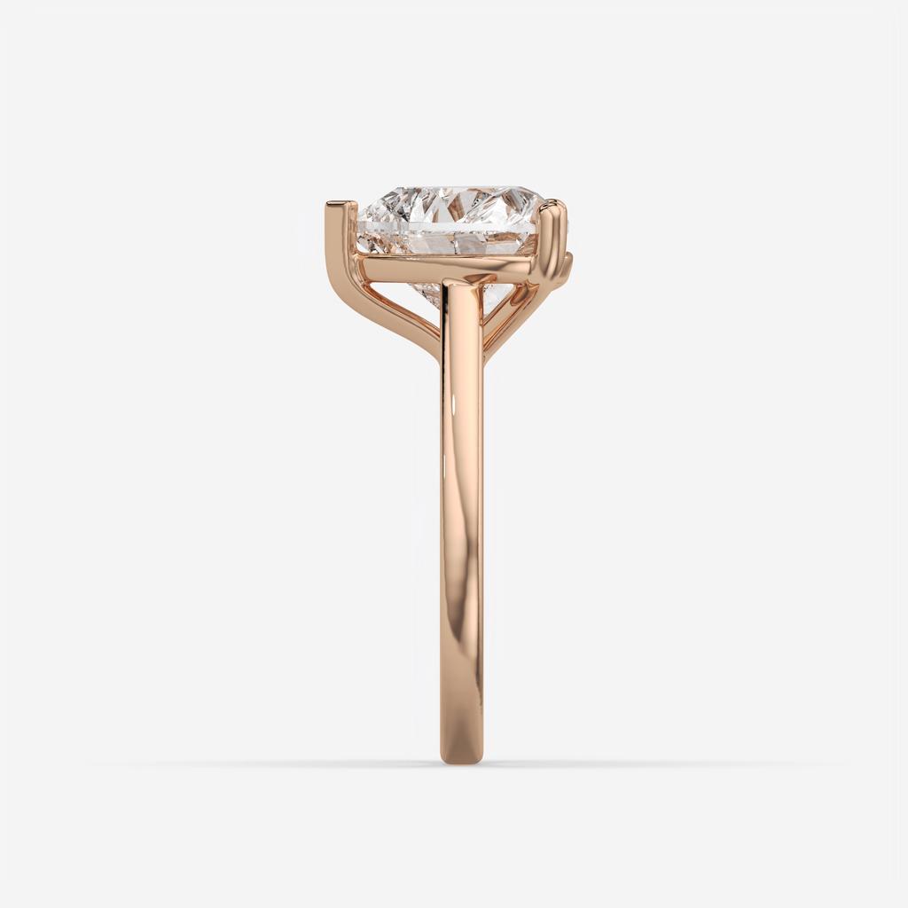 4.00 Ct E VS1 Heart Shape Lab Grown Diamond Solitaire Ring, in rose gold, side profile