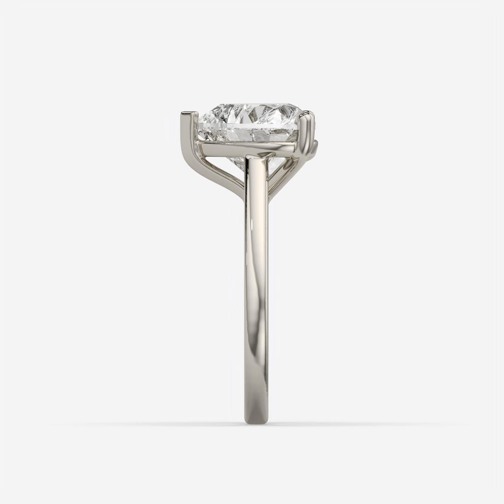 4.00 Ct E VS1 Heart Shape Lab Grown Diamond Solitaire Ring, in white gold, side profile