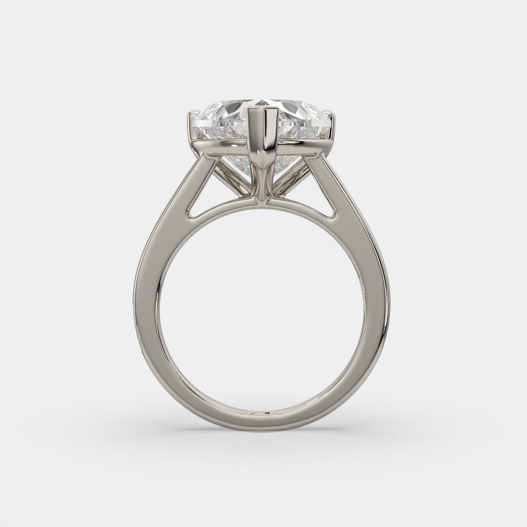 4.00 Ct E VS1 Heart Shape Lab Grown Diamond Solitaire Ring, in white gold, side profile