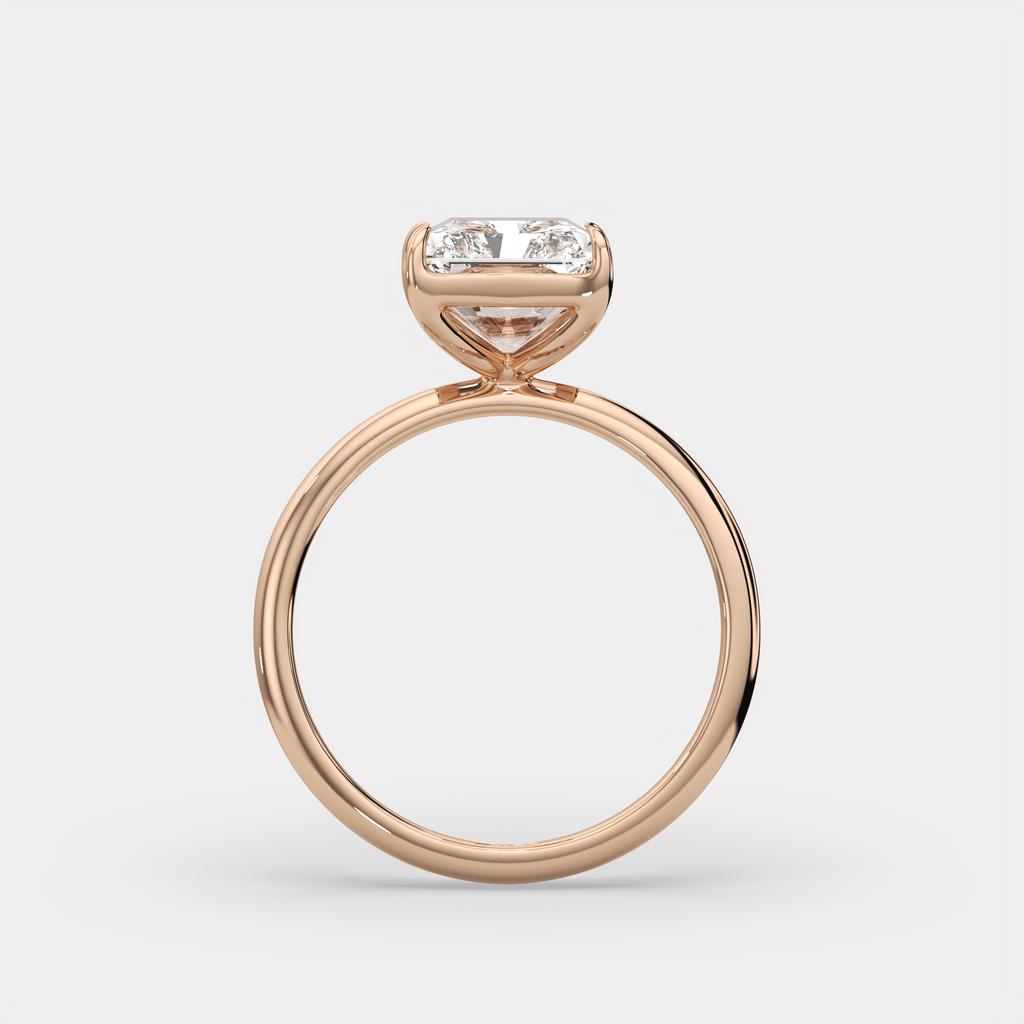 4.00 Ct E VS1 Radiant Cut Lab-Grown Diamond Solitaire Ring, in rose gold, side profile