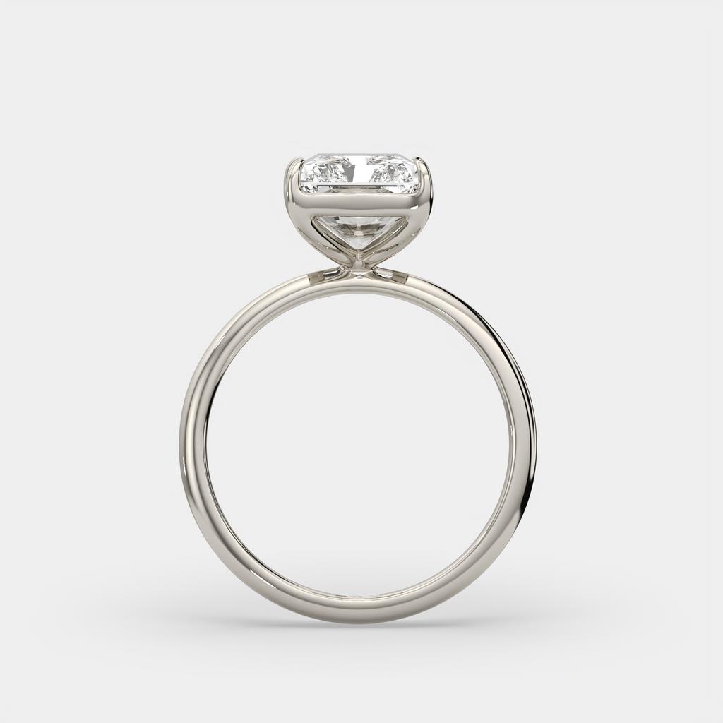4.00 Ct E VS1 Radiant Cut Lab-Grown Diamond Solitaire Ring, in white gold, side profile