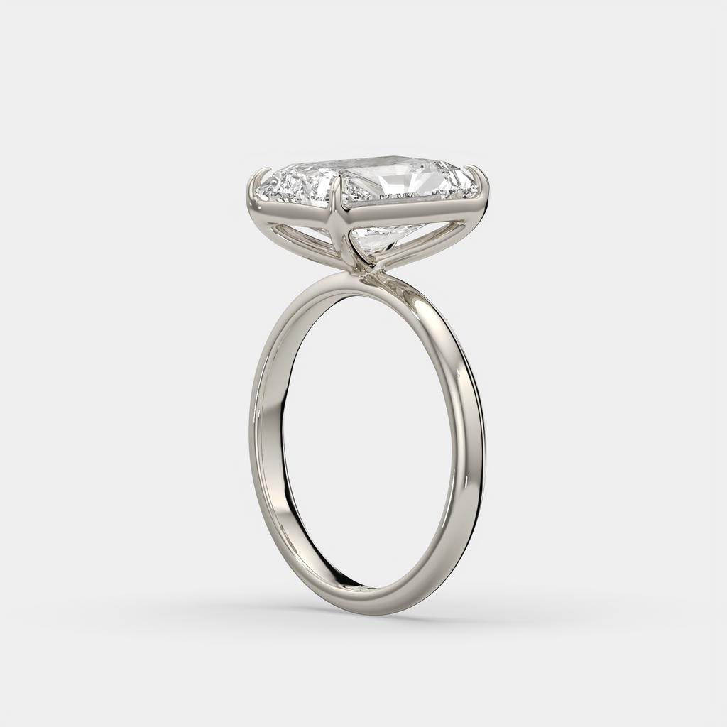 4.00 Ct E VS1 Radiant Cut Lab-Grown Diamond Solitaire Ring, in white gold, side profile