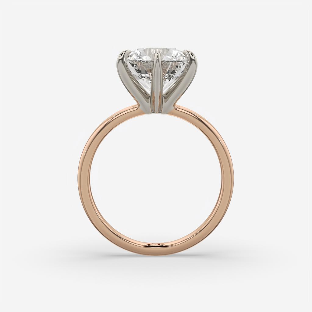 4.00 Ct E VS1 Round Brilliant 6 Prong Solitaire Diamond Ring, in rose gold, side profile