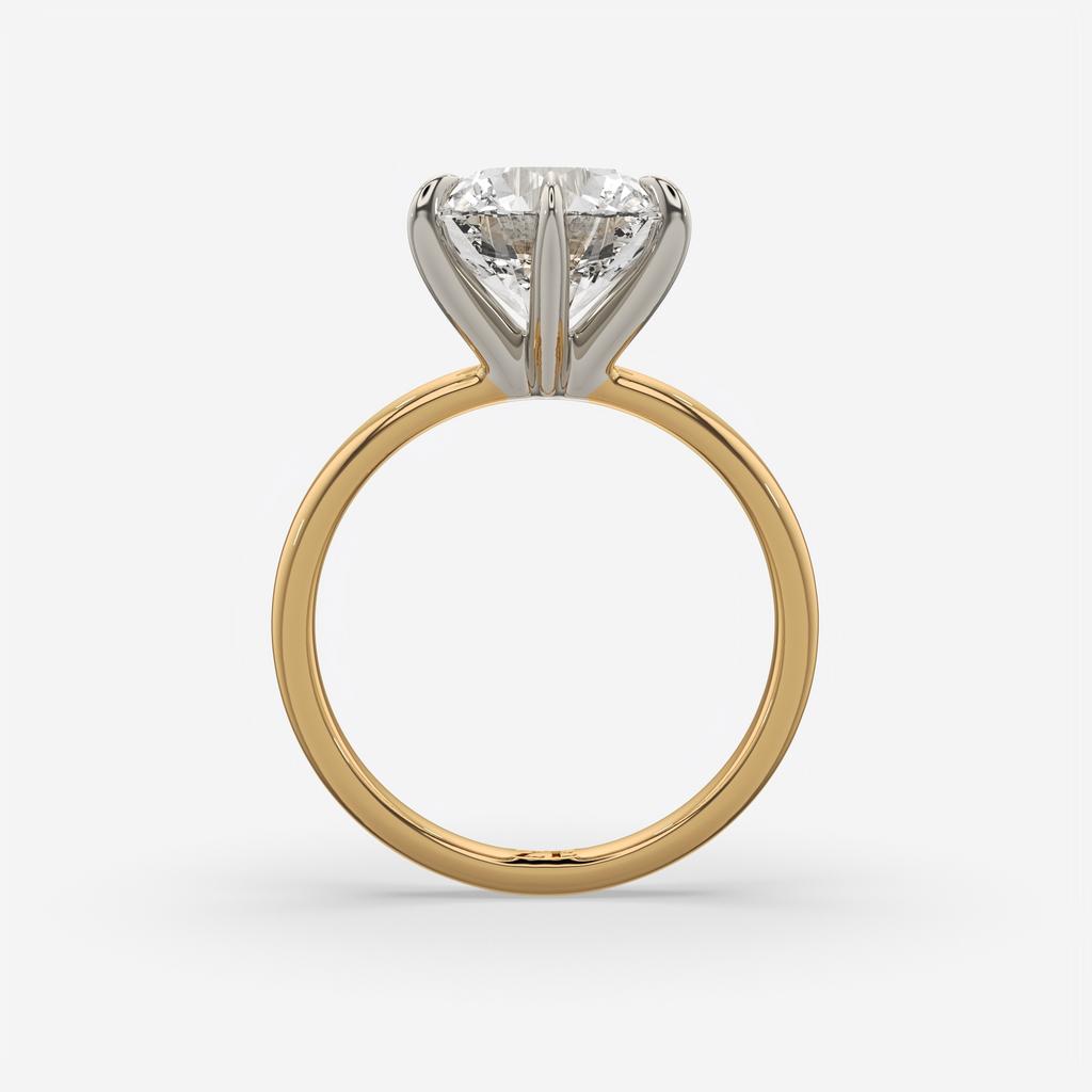 4.00 Ct E VS1 Round Brilliant 6 Prong Solitaire Diamond Ring, in yellow gold, side profile