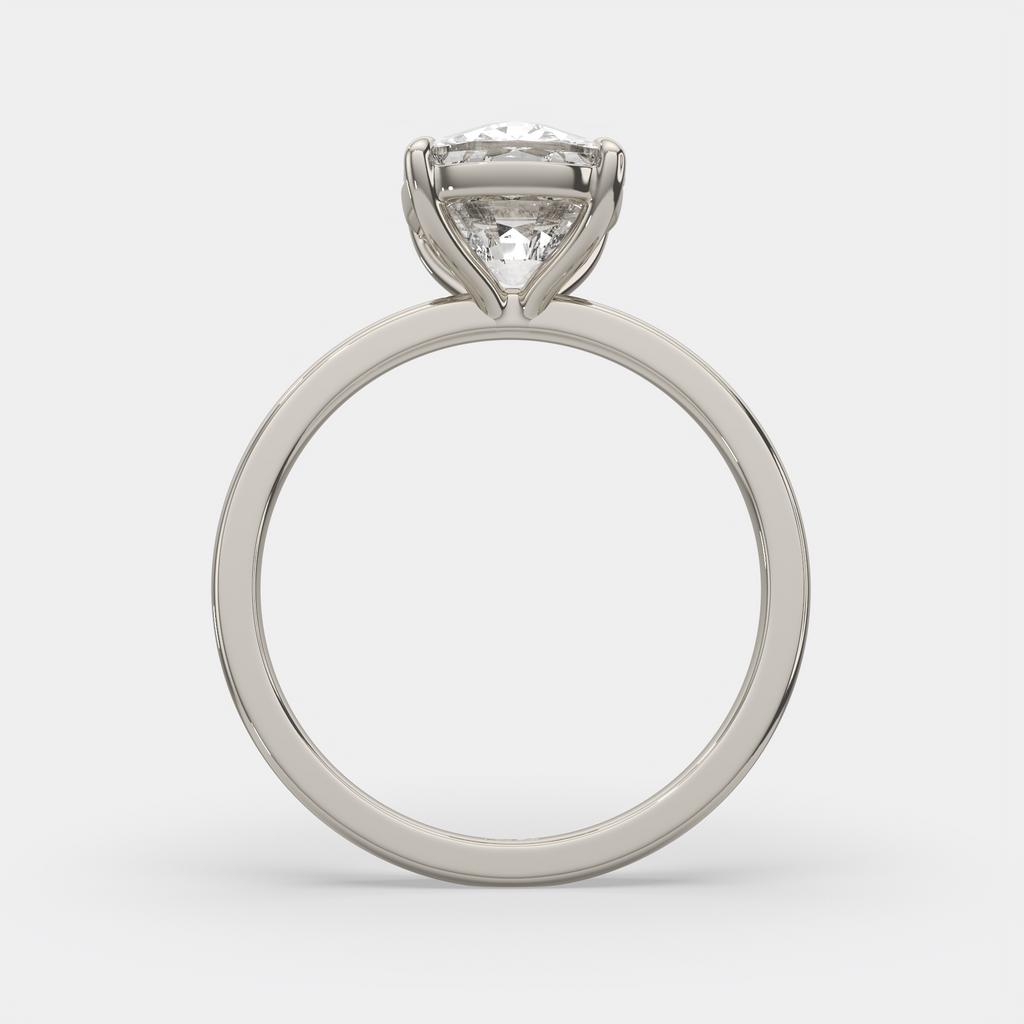 4.00 Ct F VS1 Elongated Cushion Solitaire Lab Diamond Ring, in white gold, front view