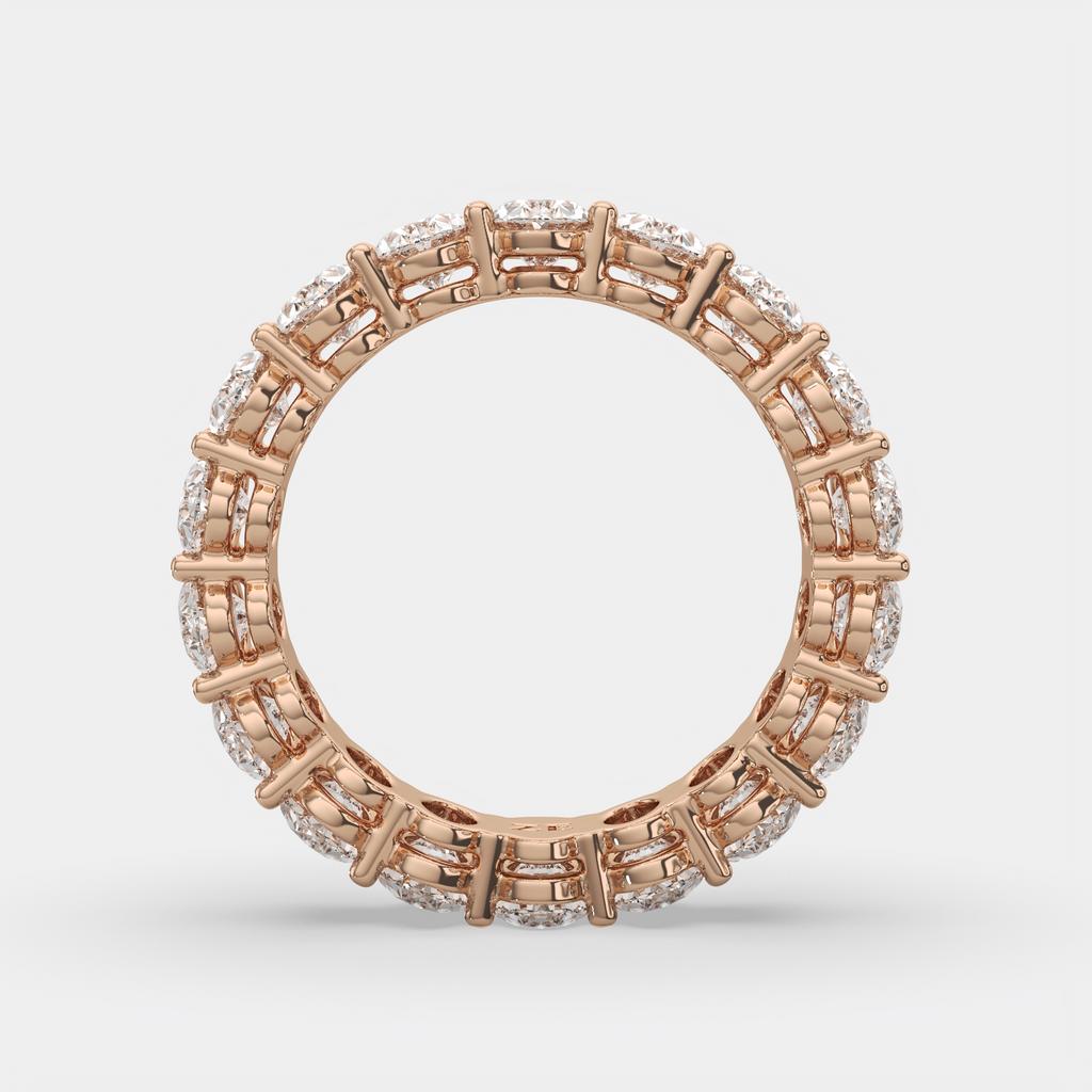 4.00 Ct D-E Color VS1 Oval Lab-Grown Diamond Eternity Ring, in rose gold, front view