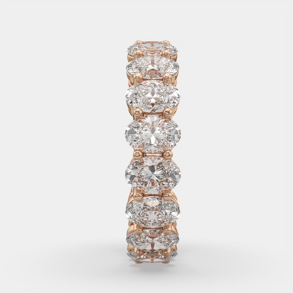 4.00 Ct D-E Color VS1 Oval Lab-Grown Diamond Eternity Ring, in rose gold, front view