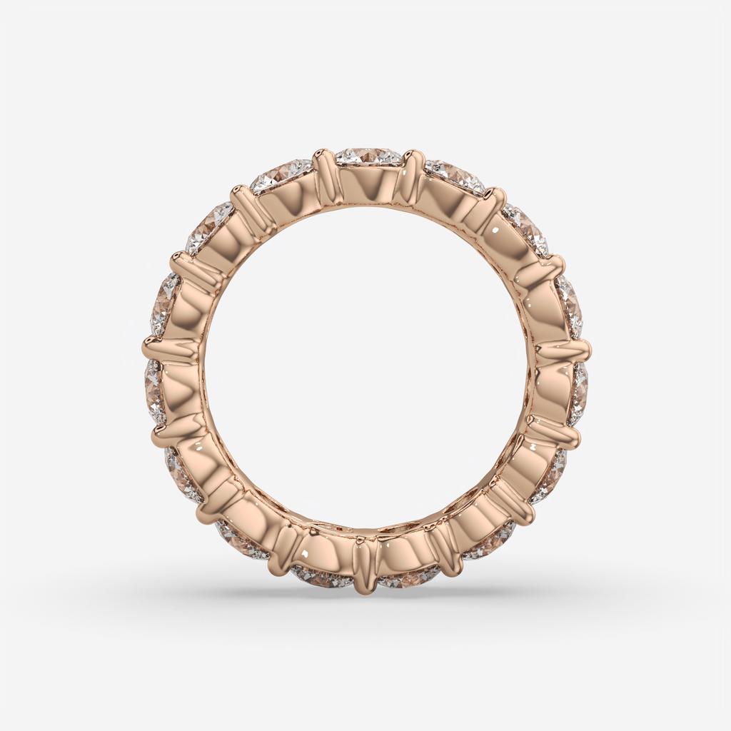 4.50 Ct D-E Color VS1 Round Lab Diamond Eternity Ring, in rose gold, front view