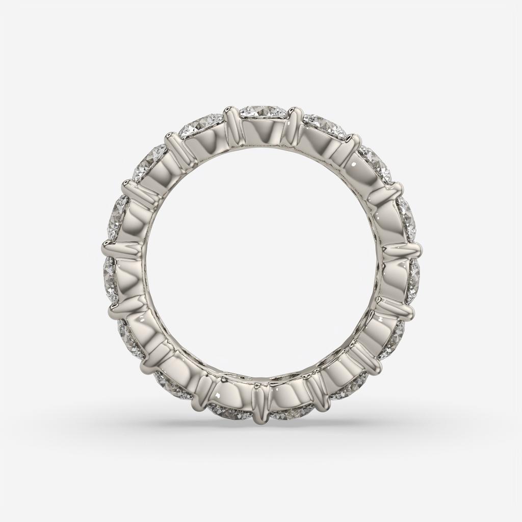 4.50 Ct D-E Color VS1 Round Lab Diamond Eternity Ring, in white gold, side profile