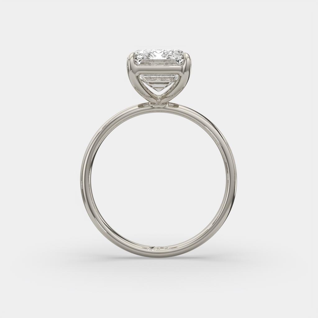5.00 Ct E VS1 Emerald Cut Lab-Grown Diamond Solitaire Ring, in white gold, front view