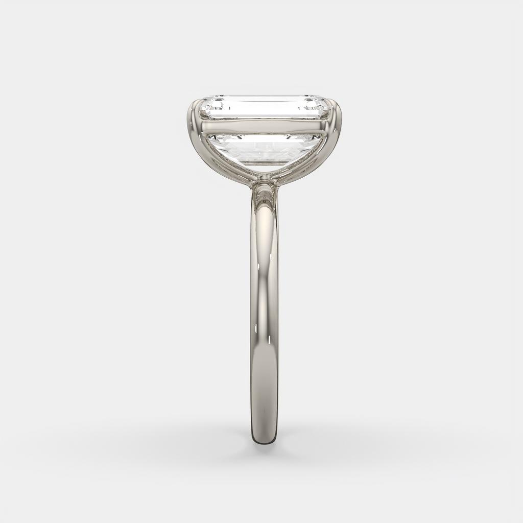 5.00 Ct E VS1 Emerald Cut Lab-Grown Diamond Solitaire Ring, in white gold, front view