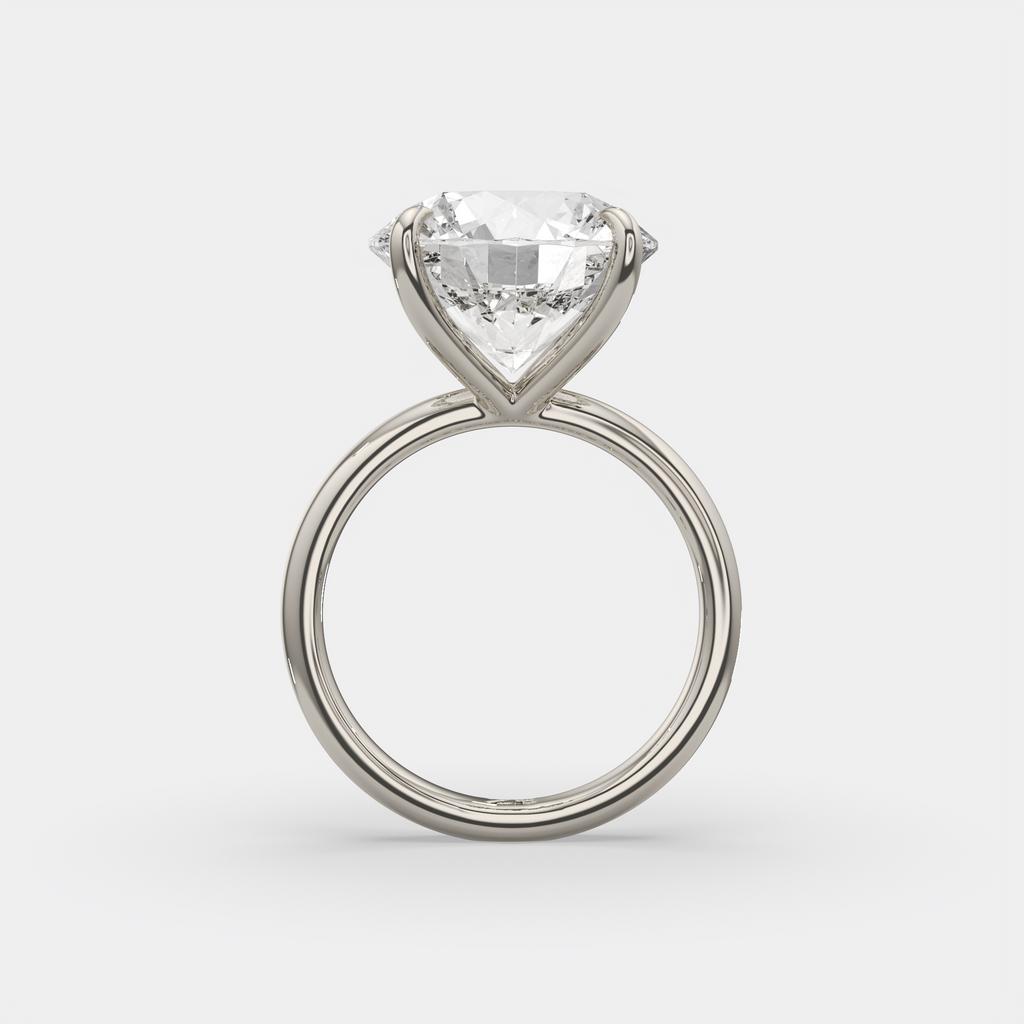 5.00 Ct E VS1 Round Brilliant Solitaire Diamond Ring, in white gold, front view