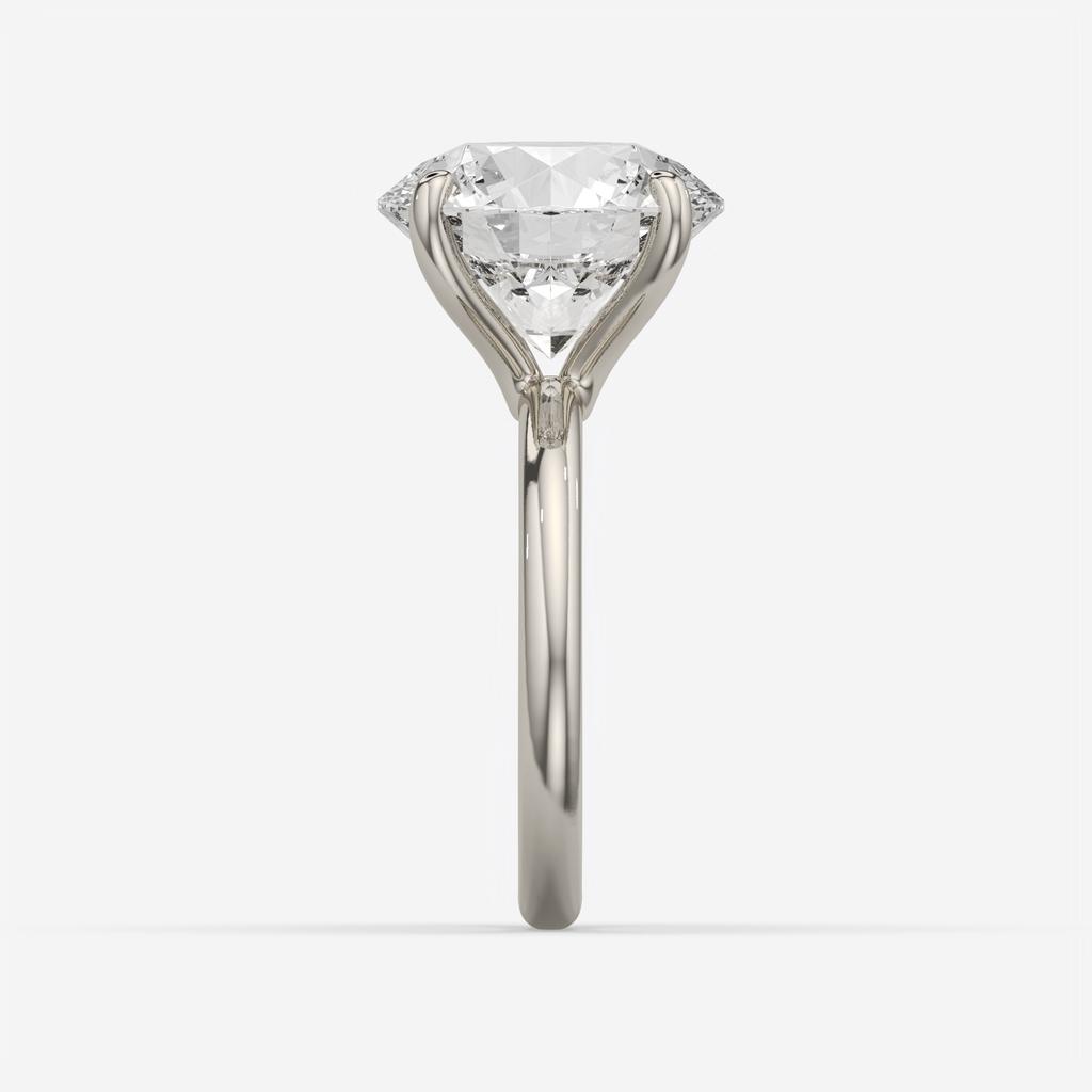 5.00 Ct E VS1 Round Brilliant Solitaire Diamond Ring, in white gold, side profile