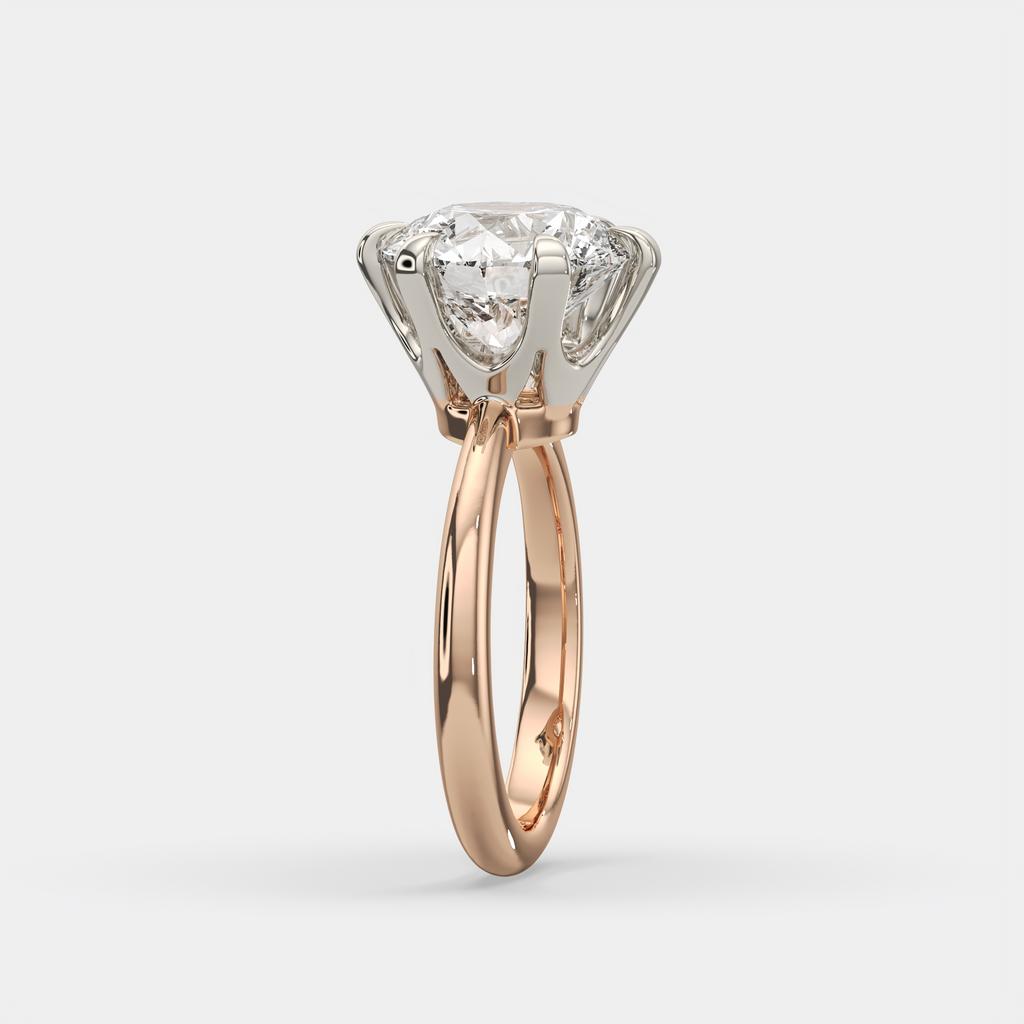 5.00 Ct E VS1 Round Lab-Grown Diamond Solitaire Ring, in rose gold, side profile