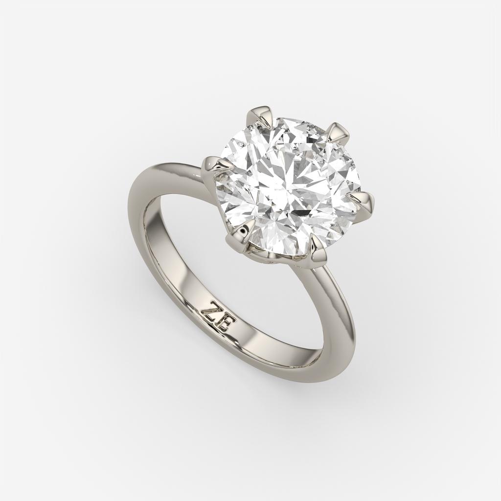 5.00 Ct E VS1 Round Lab-Grown Diamond Solitaire Ring, in white gold, front view