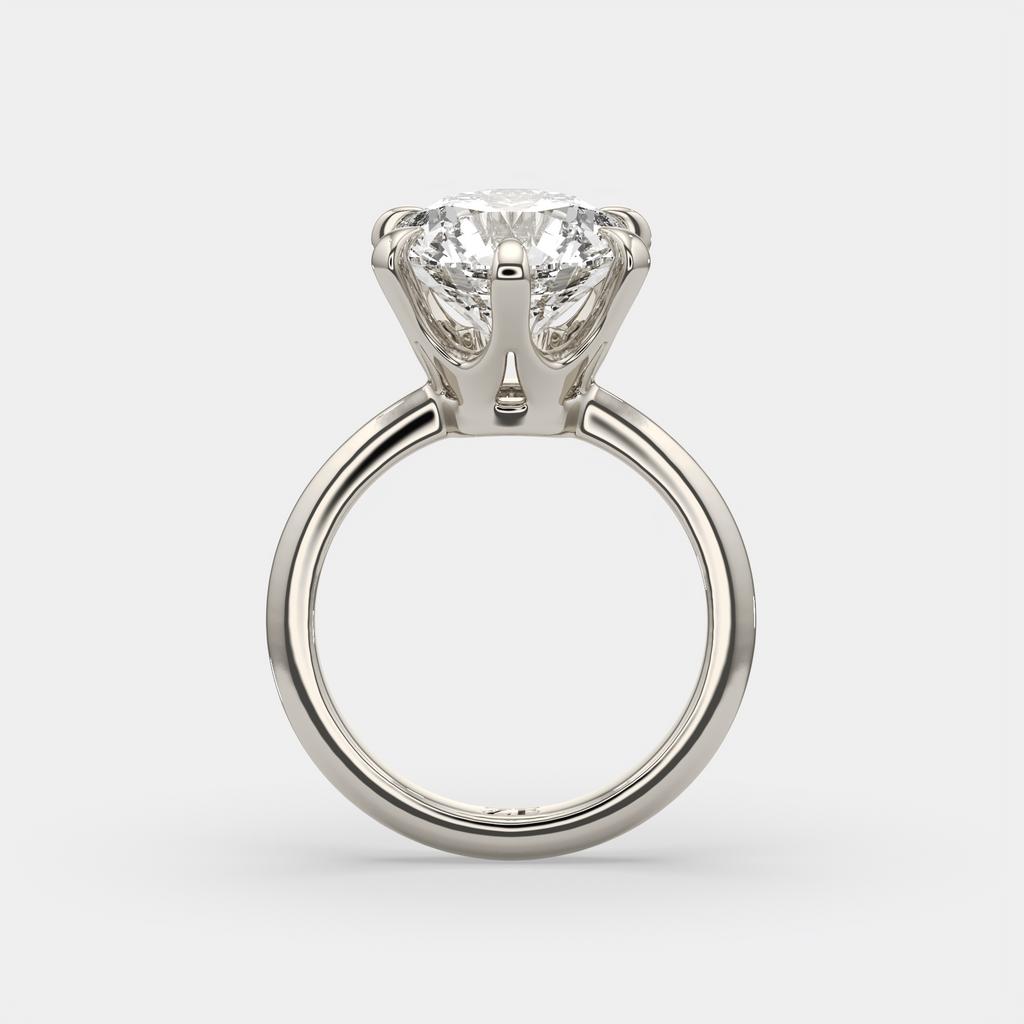 5.00 Ct E VS1 Round Lab-Grown Diamond Solitaire Ring, in white gold, side profile