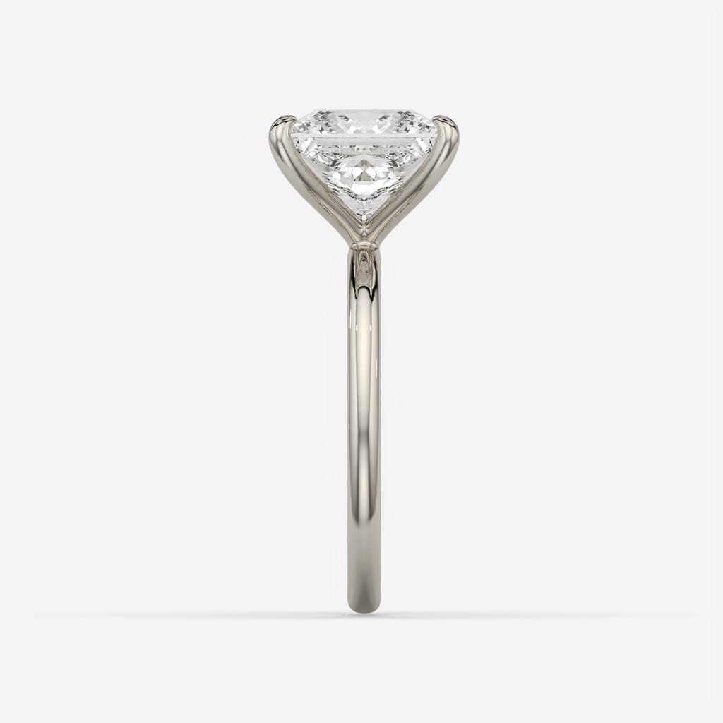 5.00 Ct F VS1 Princess Cut Solitaire Diamond Ring, in white gold, side profile