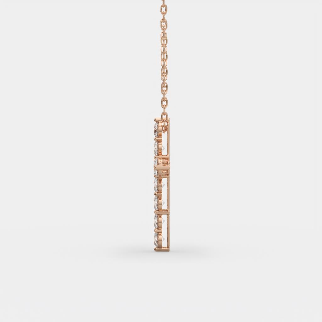 5.50 Ct D VS1 Round Lab-Grown Diamond Cross Pendant, in rose gold, side profile