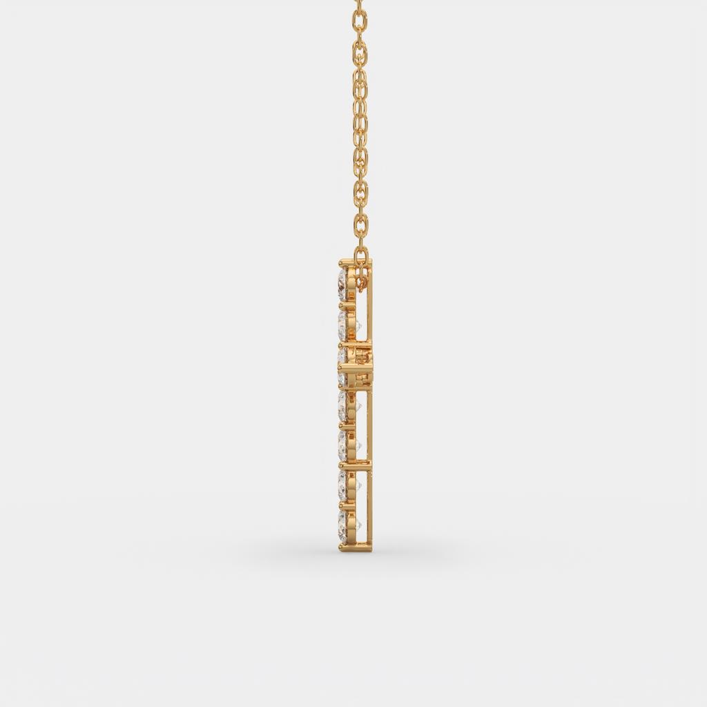 5.50 Ct D VS1 Round Lab-Grown Diamond Cross Pendant, in yellow gold, side profile