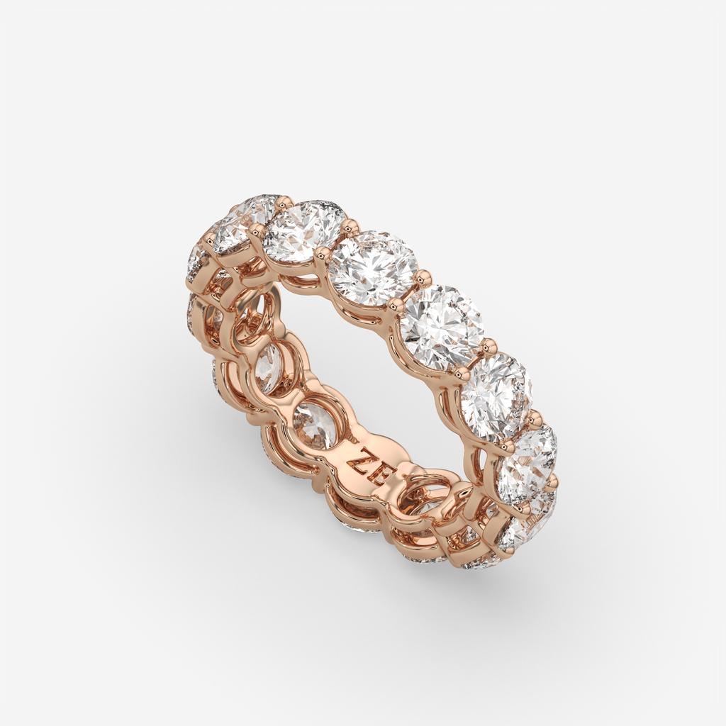 5.50 CTW D-E Color VS1 Round Lab Grown Diamond Eternity Ring, in rose gold, front view