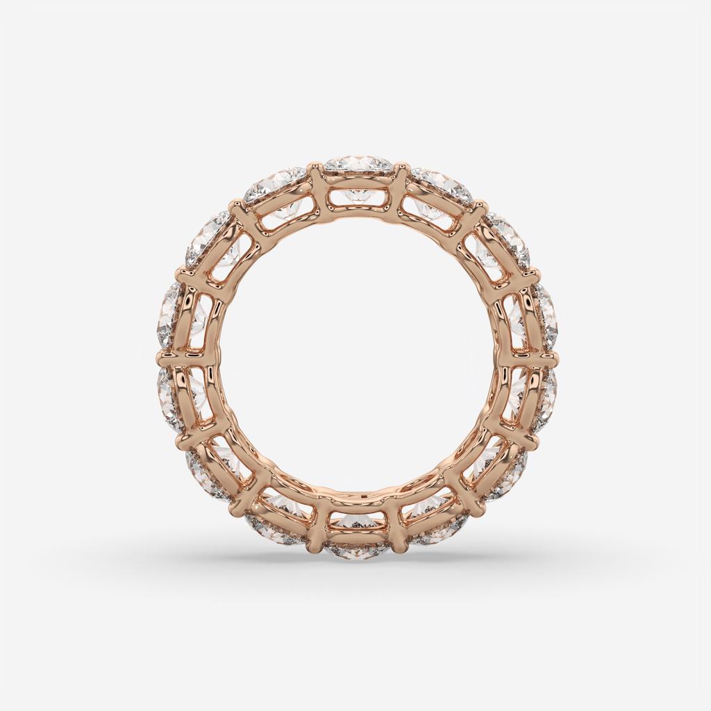 5.50 CTW D-E Color VS1 Round Lab Grown Diamond Eternity Ring, in rose gold, side profile