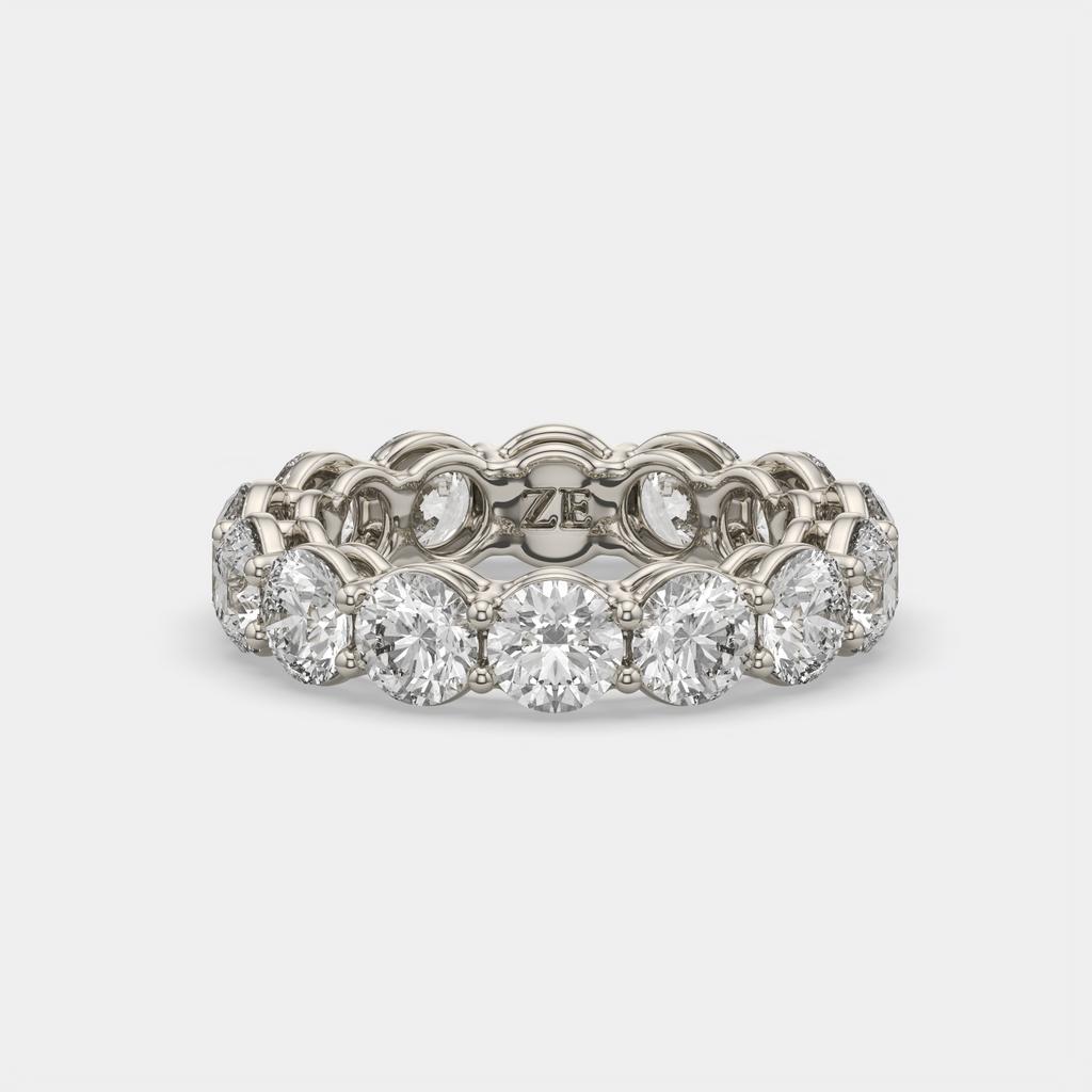 5.50 CTW D-E Color VS1 Round Lab Grown Diamond Eternity Ring, in white gold, front view