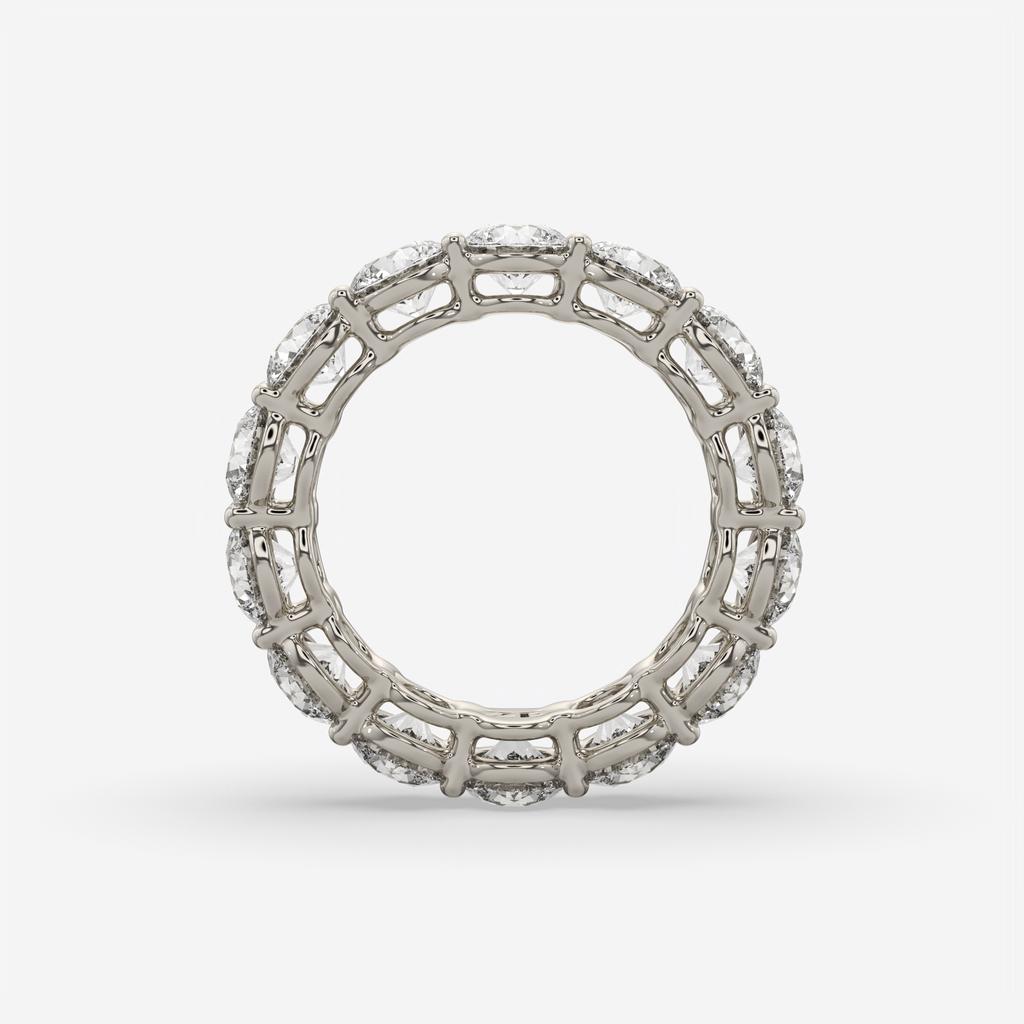5.50 CTW D-E Color VS1 Round Lab Grown Diamond Eternity Ring, in white gold, side profile