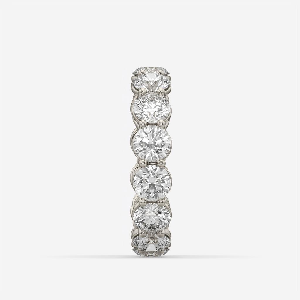 5.50 CTW D-E Color VS1 Round Lab Grown Diamond Eternity Ring, in white gold, side profile
