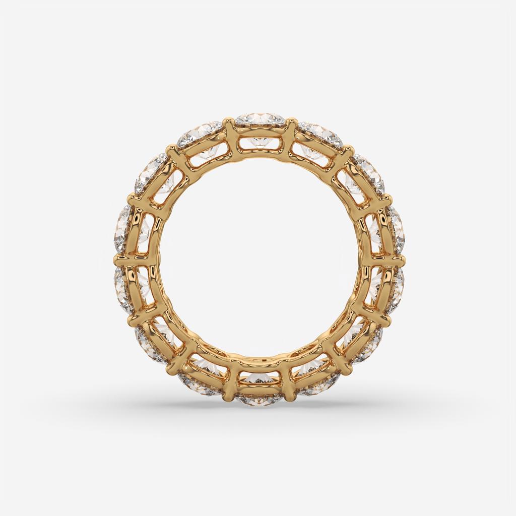 5.50 CTW D-E Color VS1 Round Lab Grown Diamond Eternity Ring, in yellow gold, side profile