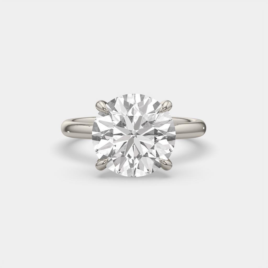 6.00 Ct F VS1 Round Brilliant Lab Grown Diamond Solitaire Ring, in white gold, front view