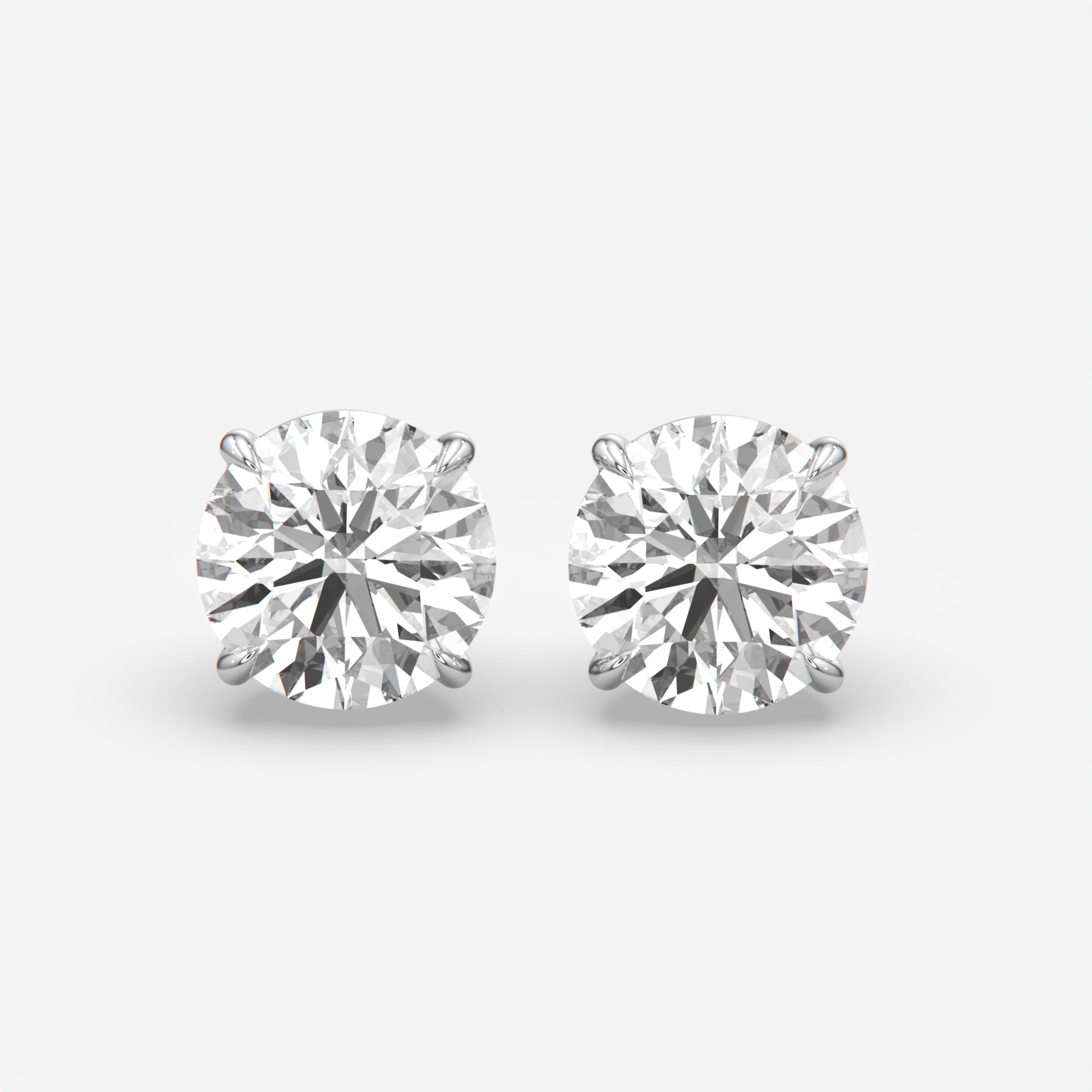 6ct Lab Grown Round Brilliant Eagle Claw Diamond Stud Earrings in White Gold — IGI Certified E VS1