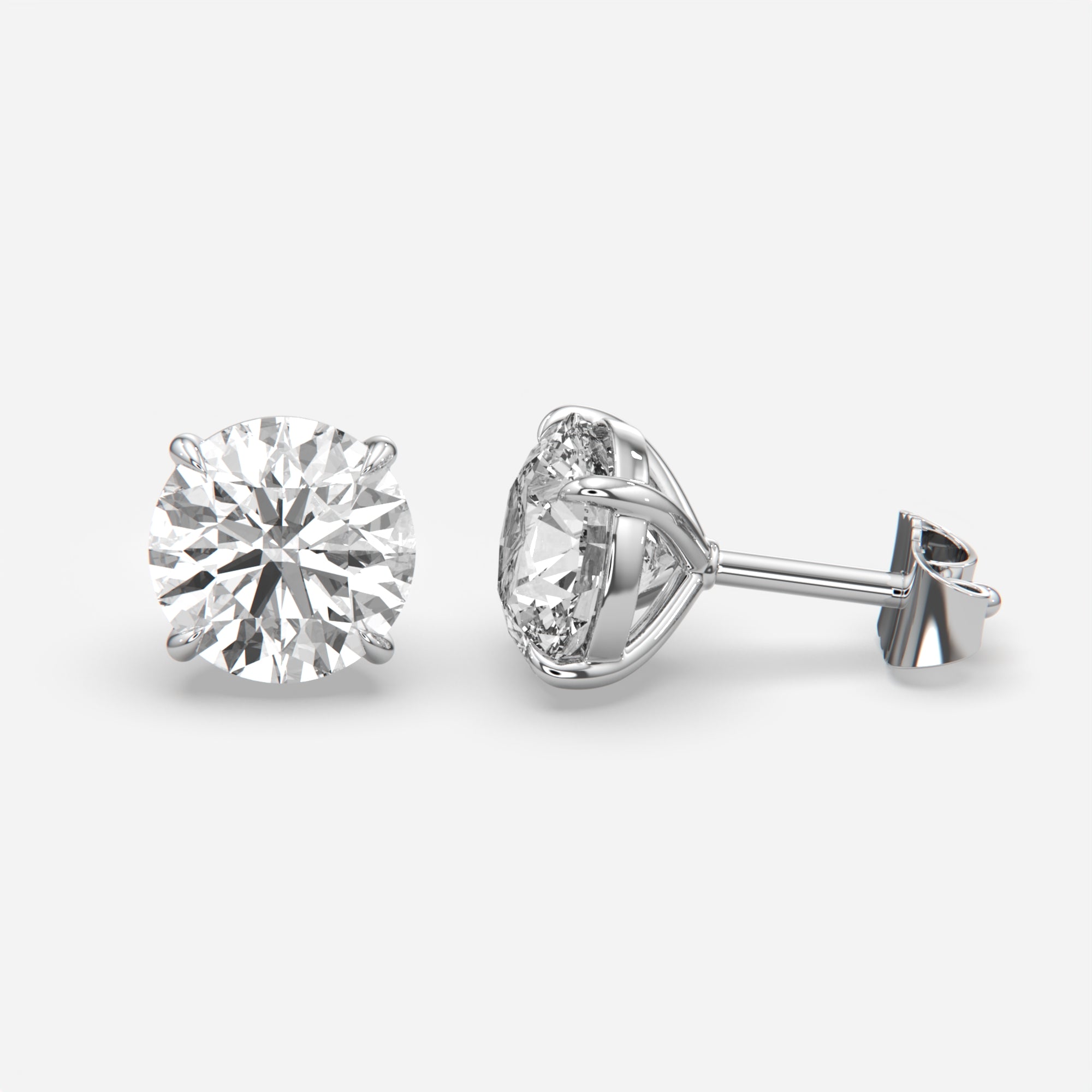 6ct Lab Grown Round Brilliant Eagle Claw Diamond Stud Earrings in White Gold — IGI Certified E VS1