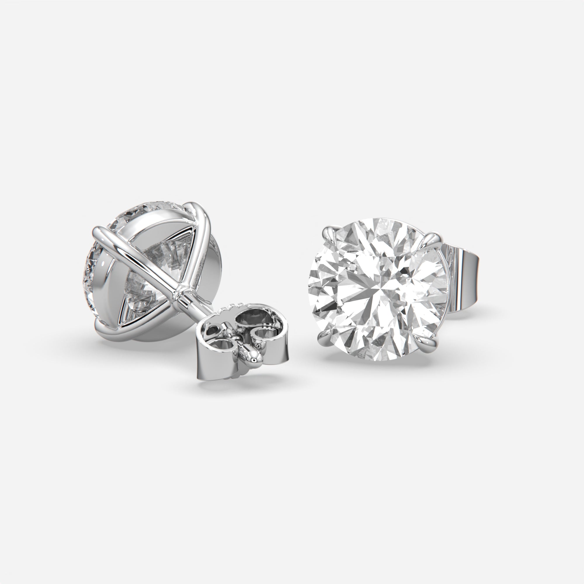 6ct Lab Grown Round Brilliant Eagle Claw Diamond Stud Earrings in White Gold — IGI Certified E VS1