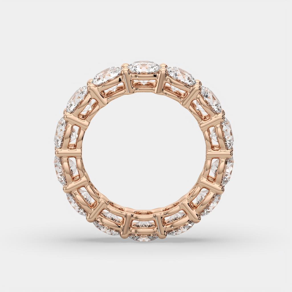 7.00 CTW D-E VS1 Round Lab Grown Diamond Eternity Ring, in rose gold, side profile